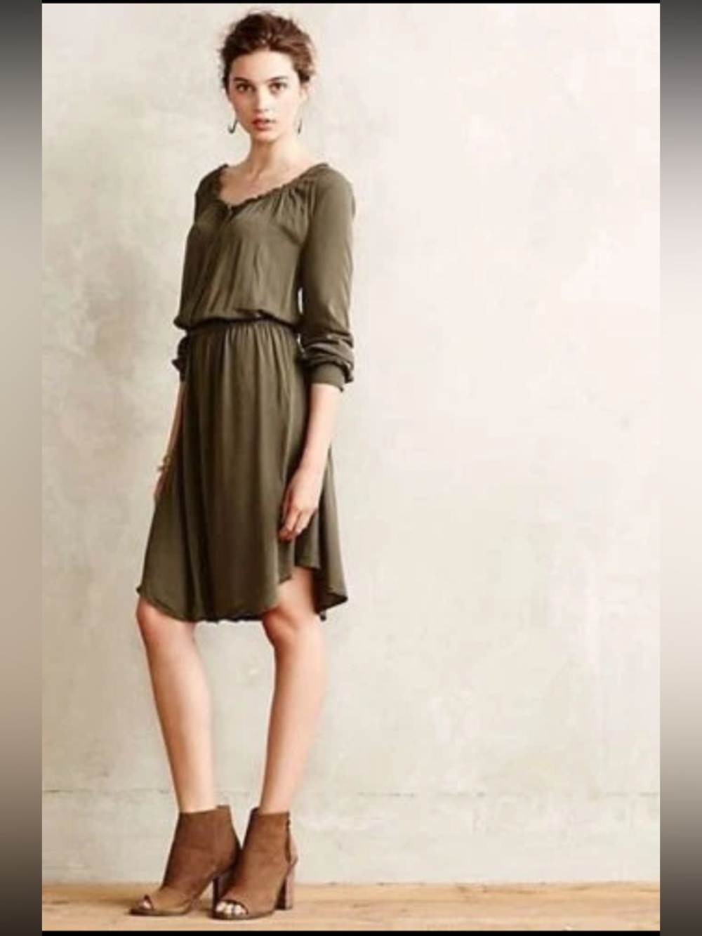 Anthropologie Ocala Shirtdress by Holding Horses Olive Green Size 6